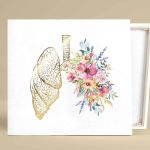 PROF Akciğer-Çiçekler Altın Kanvas Tablo