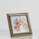 لوحة من حرير 100% برسمة رئتين-زهور ذهبية