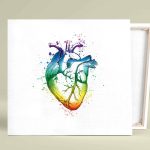 PROF Kalp-Gökkuşağı Kanvas Tablo