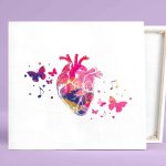 PROF Kalp-Kelebek Kanvas Tablo