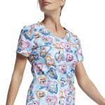 DK721 Women V-Neck Print Top