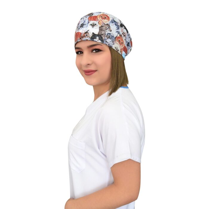 ⁦قبعة جراحية يونيسكس مطبوعة باللقطط الملونة⁩ - الصورة ⁦3⁩